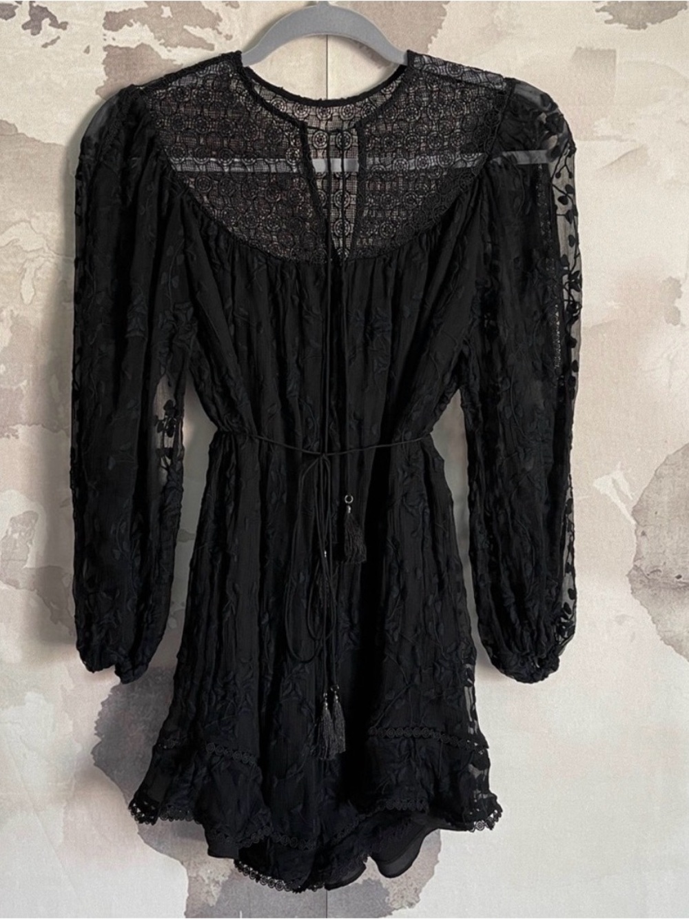 Zimmermann Black Lace Long-Sleeve Romper